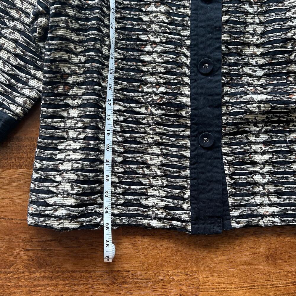 Chico’s Textured Cotton Jacket, Bold Layering Piece, Office Chic Statement Style - Picture 4 of 10